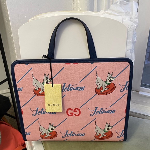 Gucci X Jetsons GG Pink Coated Canvas Navy Bag NWTGS ππ - Picture 8 of 9